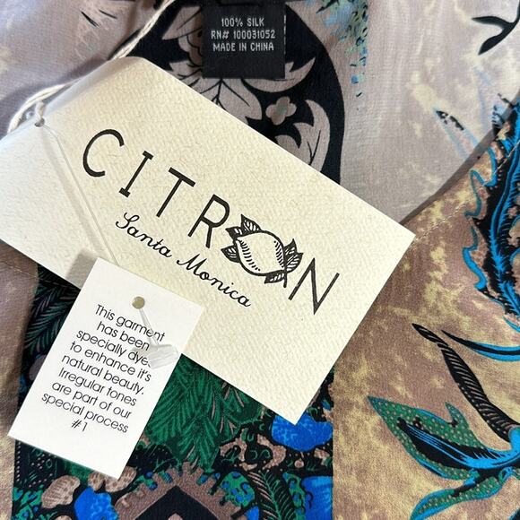 Citron Santa Monica 100% Silk Sleeveless Tank Top Blouse Abstract Lagenlook MP - Picture 5 of 10